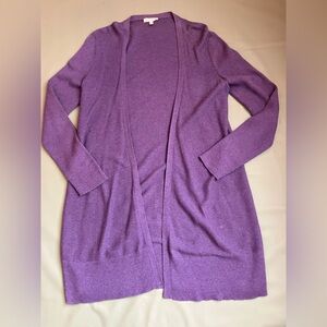 Eileen Fisher Organic Cotton Longline Open Front Cardigan Plum Size S